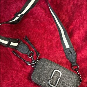 NEW MARC JACOBS BAG! Black Glitter Crossbody Bag with Strap